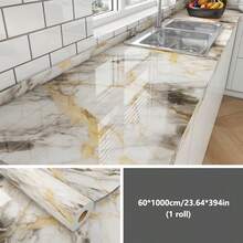 1 rollo de pegatinas de pared autoadhesivas y impermeables para baño - Adhesivos extraíbles con textura de mármol para ducha, inodoro, lavabo - Fácil de limpiar y lavar, decoración y accesorios de baño