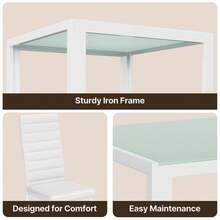 3 Piece Glass Dining Table Set, Kitchen And Chairs For 2, PU Leather Modern Room Sets For Home, Kitchen, Living Room - White - View 6