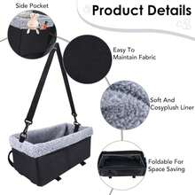 Dog Car Seat For Small Dogs, Center Console Dog Car Seat With Metal Frame &Amp; Double Protection Seat Belts, Pet Booster Seat With Safety Leash And Storage Pocket For Pets Dogs Cats, Grey - ColorA - 查看 5