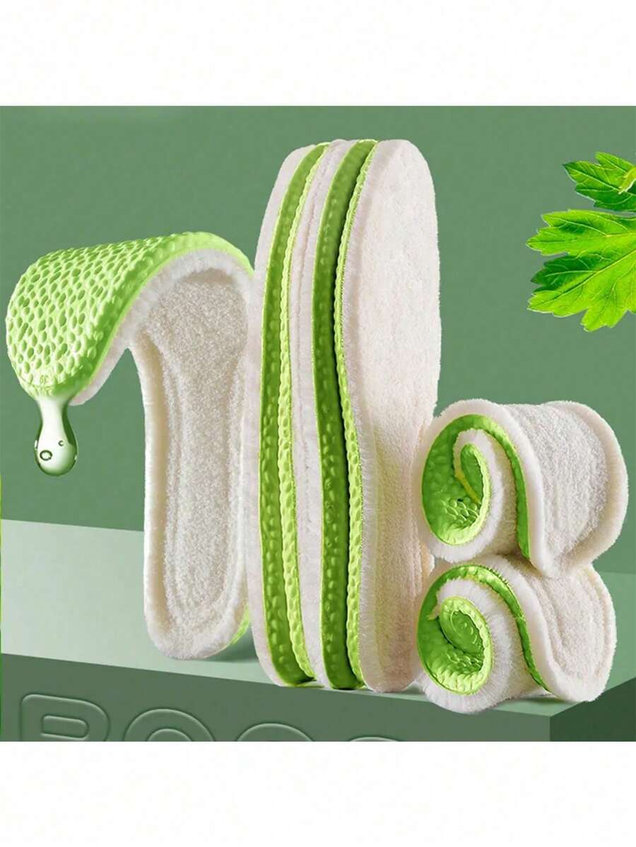 1 Pair Of Winter Antibacterial And Deodorant Memory Foam Insoles For Women And Men Breathable Sports Shoe Insoles