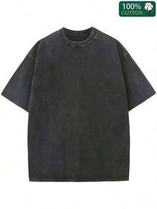 YOUNGLA Vintage Wash Graphic-Shirt - Men's Relaxed Fit Cotton Tee, Distressed Look, Short Sleeve Casual Top, Streetwear, Everyday Wear, And Summer Outfits - Soft, Breathable, And Comfortable Fabric. - Màu be - Xem 2