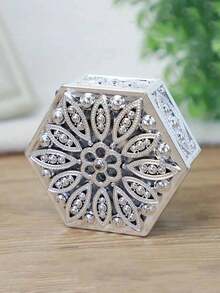 Hexagonal Plastic Jewelry Storage Box, Gold Plated European Style. Suitable For Storing Fashionable Jewelry For Parties, Weddings And Celebrations, Wedding Gift Box For Various Festivals, Birthdays And Party Decorations