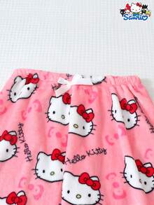 Sanrio Women's Winter Hello Kitty Cute Cartoon Flannel Pajama Pants, Soft, Fluffy, Non-Sheer, Suitable For Lounging At Home, Fall Winter
