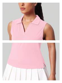 Women's Sleeveless Golf Shirts UPF 50+ Quickly Dry Tennis Polo Lightweight Sports Athletic Tank Tops - 淺粉色 - 查看 7