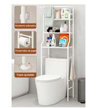 KingnetStore – Bathroom Shelf Above The Toilet | Toilet Furniture And Washing Machine Shelf | Storage With 3 Waterproof Shelves With Hooks And Towel Bar | Space-Saving Organizer For The Bathroom | White - 白色 - 查看 7