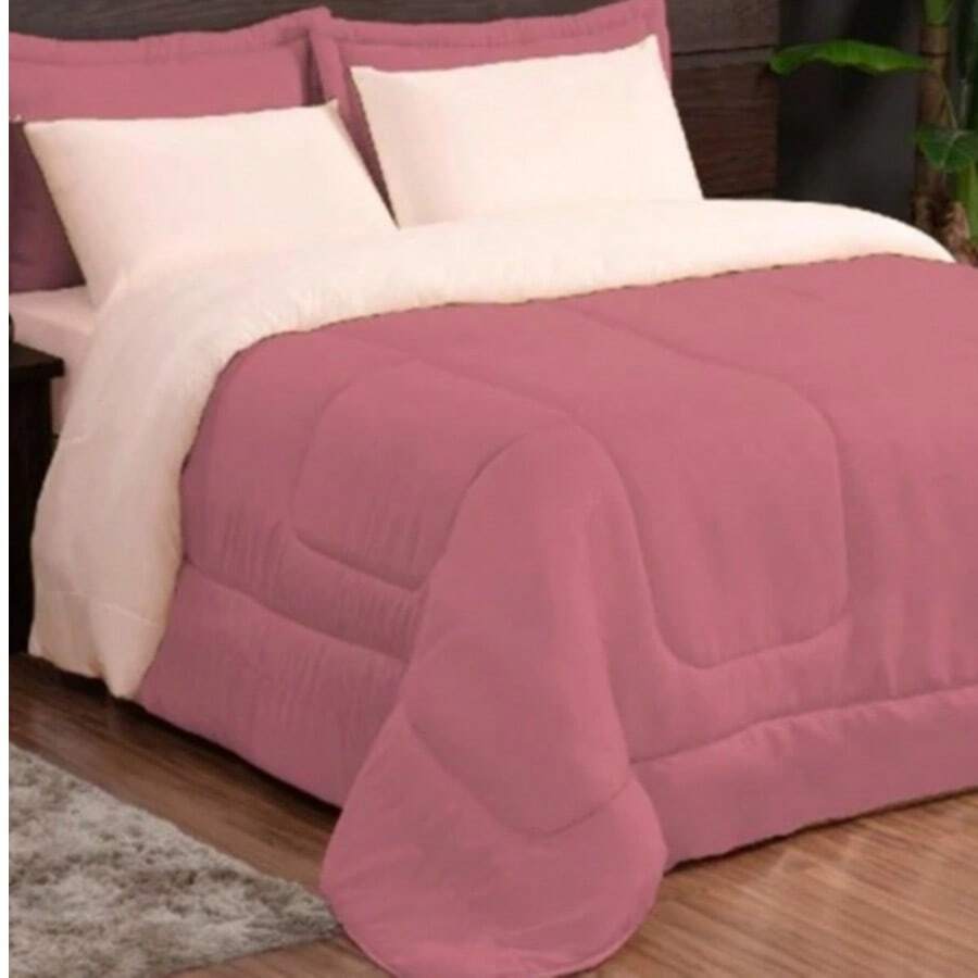 BEDDING SET TENDERNESS KIT DOUBLE SIDED QUEEN DOUBLE DUVETER WITH 03 PIECES PROMOTION! - (STRAW / ROSE) - STRAW WITH ROSE - View 1