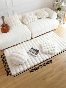 1pc Plush Rectangular MinimalistCamel Color Cozy Fluffy Soft Cleaning-Friendly Decorative Carpet, Suitable ForBedroom, Living Room, Sofa, CoffeeTable, Walk-In Closet, Vanity Area,Futon, And Tea Room - White - View 5