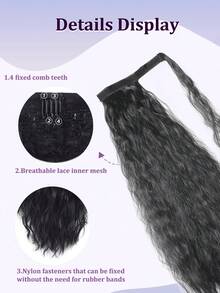 Long Curly Ponytail Extension 32 Inch Black Color Wrap Around Clip In Hair Synthetic Fiber For Women Daily Use(Straight Curly) - Black - View 5