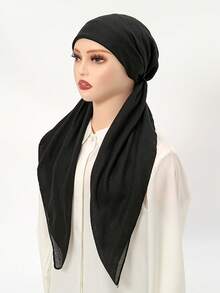 1件装女士亚麻弹力头巾帽，融合传统与现代风格，百搭时尚，适合日常通勤、文化活动、旅行、休闲聚会、宗教场合等。 - 燙鑽款 - 查看 6