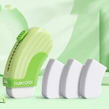 1 Set Curved Handle Erasers, Comfortable For Students, No Residue, Replaceable Eraser Heads