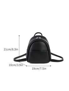 LECEY 时尚可爱轻便单肩pu小背包休闲女士出门必备小包包复古棕色迷你书包 - 黑色 - 查看 3