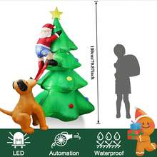 圣诞节充气狗拉老人、老人爬树、老人骑北极熊、内置LED灯的圣诞门、庭院装饰、充气圣诞花园草坪装饰 - 查看 10