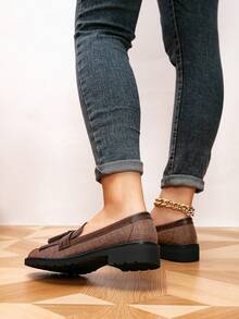 Mocasines planos casuales de mujer con decoración de flecos, otoño/invierno - Multicolor - Ver 5