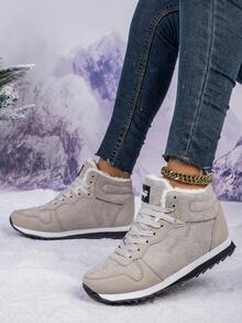 2025冬季女士保暖雪地靴，耐磨防滑，适合户外活动，男女通用，毛绒靴 - 米色 - 查看 12