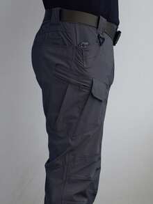 Mens Waterproof Cargo Pants Elastic Multiple Pocket Military Male Trousers Outdoor Joggers Pant Plus Size Tactical Pants Men - 灰色 - 查看 2