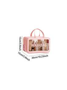 Dry And Wet Separated Double Layer High-Quality Portable Travel Organizer Bag, Waterproof Cosmetic Bag, Swim & Gym Sports Bag, Toiletry Bag, Available In Multiple Colors: Black/White/Blue/Pink,For Holiday Beach, Bathroom Collection, Bedroom Collection, Large Capacity - Pink - View 12