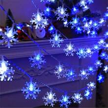 Luzes de Corda em Forma de Floco de Neve com LED para Natal - Alimentadas por Bateria, Sem Fio, Opções de 10/20/40/80 LEDs, Para Decoração de Feriados, Suprimentos para Festas, Decoração de Casa e Quarto, Presentes de Aniversário e Natal