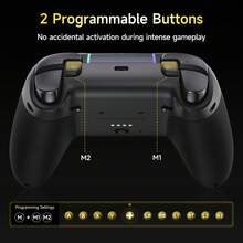 EasySMX X05 Pro Wireless Game Controller, PC Controller, Silent Buttons/Dual-Stage Triggers/8-Way D-Pad/Soft Rubber Grip/Hall Effect Joystick/RGB Lighting/Programmable Buttons/1000mAh Large Battery/Multi-Mode Connection Switch. Compatible With PC/Switch/Mobile/Steam/TV, Dual Vibration Motors, Pulse Triggers. - Black - View 9