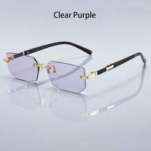 奢华无框矩形渐变镜片男女通用时尚眼镜，金属镜框，设计师品牌时尚眼镜，夏季柔和色调，优雅美学，度假装扮，热带海滩度假风，经典摩托车驾驶眼镜，男士时尚眼镜 - 101 - 查看 20