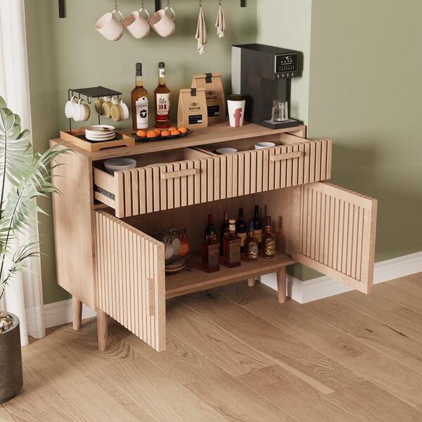 Mueble de cocina, cómoda con 4 puertas, aparador 100x35x80 cm, cómoda estrecha, aparador, mueble para salón dormitorio