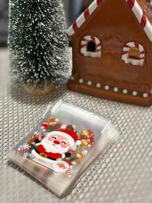 100 Sacchetti per biscotti natalizi, autoadesivi, buste trasparenti per dolcetti, confezioni festive, sacchetti per caramelle, omaggi per feste, piccoli regali, prodotti da forno, dolcetti natalizi, sacchetti per spuntino, conservazione alimenti, decorazioni natalizie