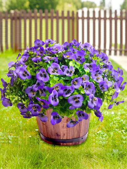 MEHELANY 8pcs Artificial Phalaenopsis Orchids, 13.78" Artificial Tricolor Violets, Fake Flowers, UV Resistant, Lifelike Blooms, Outdoor Artificial Floral Plants, Suitable For Home Decor, Indoor/Outdoor Decoration, Planters, Front Door, Porch, Patio, Garden