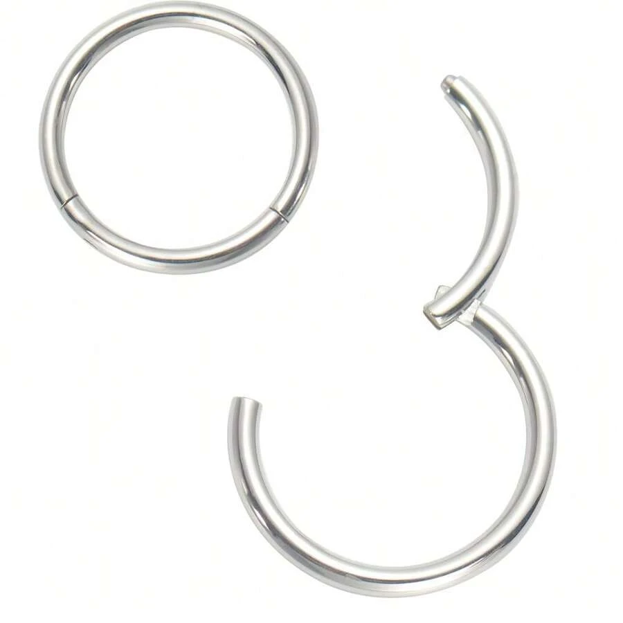1 pièce Anneau de nez Septum 1,0 mm 1,2 mm Anneau pour Narine Septum Cartilage Hélix Daith Tragus Rook Conque Lèvre Lobe d'oreille Piercings Acier inoxydable chirurgical 316L Boucles d'oreilles charnières sans soudure, Diamètre 5 mm-16 mm