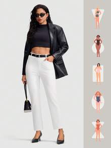 Women's Golf Pants Fleece Lined Stretch Travel Pant With Zipper Pockets Slim Dressy Business Work Casual Slacks Black - trắng - Xem 5