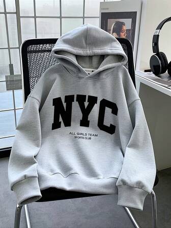 Teen Boy Letter Printed Patterns, Casual Hooded Sweatshirt, Suitable For Autumn And Winter Seasons, Travel, Party And School Matching,Suitable For Both Boy And Girl, Street Style, Suitable For School, Vacation, Shopping, Sports And Other Occasions