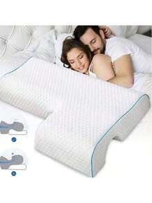 Couple's Zero Pressure Memory Foam Pillow, Slow Rebound Without Hand Imprint, Aids Sleep, Dual-Person Memory Foam Pillow - White - View 8
