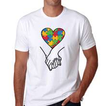 Camiseta mãos dadas apoio acolhimento autista tea espectro autista moda inclusiva tdah pcd aee - Branco - Visão 1