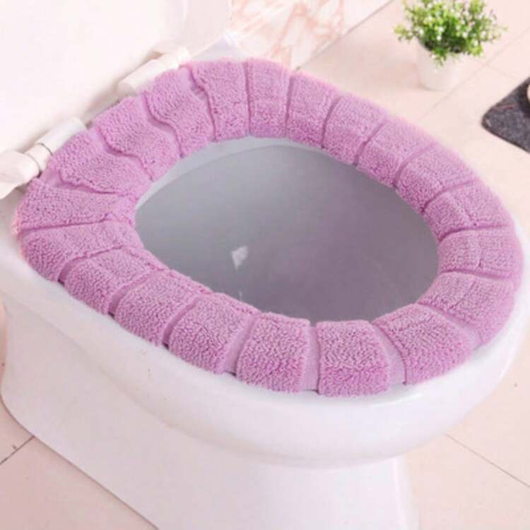 1pcs O-Shaped Knitted Toilet Seat For All Seasons, Washable Toilet Seat, Toilet Seat Cover, Elastic And Thickened Toilet Seat Washer - Random Color - View 5