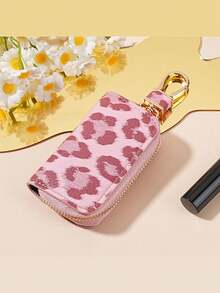 Leopard Print Car Key Chain - Iron Zipper Wallet With Adjustable Shoulder Strap, Large Capacity Multi-Function Key Holder, Unisex, Fashionable And Practical, Can Be Used As Women's Coin Purse, Mini Wallet, Wallet, Autumn Wallet, Key Chain - Multicolor - View 13