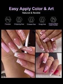100 piezas de uñas acrílicas falsas en forma de almendra y ataúd, cortas y cuadradas, extensión de uñas artificiales con puntas de gel suave, accesorios y herramientas - transparente - Ver 7