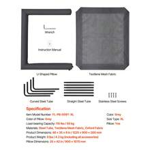 Elevated Dog Bed For Large Dogs, Portable Raised Dog Cot With Washable Pillow, Indoor & Outdoor Pet Cooling Raised Hammock Bed With Steel Metal Frame And Breathable Teslin Mesh, XL, Gray - Flat Bent Leg Support XL - 查看 7