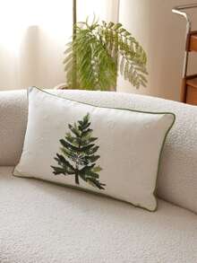 1pc Pine Tree & Snowflake Embroidered Throw Pillow Cover, Home Decor Suitable For Living Room, Bedroom, Sofa, Party, Car And Various Environments, Autumn/Winter - Multicolor - View 12