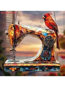 1pc 2D Vintage Sewing Machine Sun Catcher, Ideal For Christmas, Home & Office Decor, Retirement & Women Thank You Gifts Home Decor Christmas Decorations Room Decor