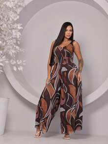 Women's Tulle Tank Top Jumpsuit With A Waistband - 黑色 - 查看 1