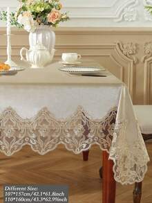 1 件 100% 涤纶厚天鹅绒面料优雅 3D 金线刺绣蕾丝花边桌布，适用于厨房、餐桌、会议桌、方桌/圆桌、书桌、咖啡桌、梳妆台、家居装饰、派对、节日、婚礼、别墅、庭院、野餐、橱柜、钢琴罩、客厅、卧室、室内/室外、所有季节、矩形/方形桌布、房间装饰、派对、婚礼、户外家具，多种尺寸可供选择 - 卡其色 - 查看 21