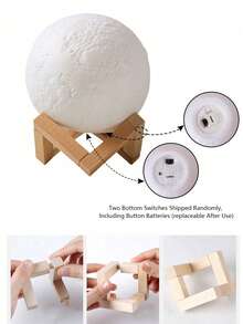 Lampada a forma di luna da 12cm, lampada d''atmosfera creativa per comodino, globo lunare in legno con 7 colori cangianti per camera da letto, decorazione per la casa, luce notturna LED, regalo di compleanno per ragazzi e ragazze, disponibile in 8cm/10cm/14cm/giallo/7 colori