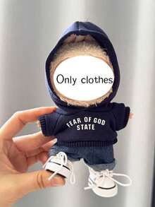 Un set de haine drăguțe pentru păpușile - o combinație de hanorac, blugi și pantofi de pânză. Este potrivit pentru păpușile și este o ținută elegantă pentru joaca zilnică și colecționare. - Multicolor - Vizualizare 4