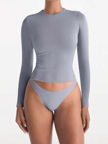 XLLAIS 秋冬新款春季弹力修身打底衫女式休闲夜店长袖亮红色T恤