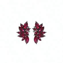 Fashionable Minimalist Colorful Diamond Series Geometric Glass Rhinestone Sparkling Fully Paved Drop Earrings