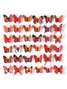50pcs 3D Removable Butterfly Wall Stickers, Suitable For Home, Room, Bedroom, Party Decoration, 6CM