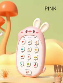 Juguete de teléfono de conejo lindo para bebé, regalo de juguete de sonido para bebés, juguete de canto con botón realista para calmar las emociones
