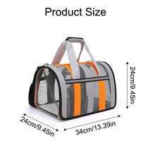 Large Capacity Cat Carrier, All-Season Outdoor Pet Breathable Portable Sling Bag, Foldable Handheld Dog/Cat Carrier - Orange - View 3
