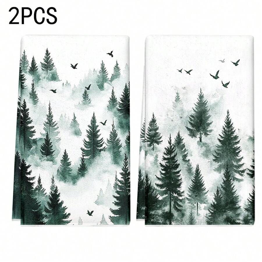 1 set/2 pièces/100 pièces Chiffons de lavage de vaisselle avec motif d'arbre de Noël vert, convient pour les salles à manger, les cuisines, les salles de bain, la décoration quotidienne, les fêtes familiales quotidiennes, la décoration de la maison et les articles ménagers de couleurs vives. Peut être offert en cadeau.