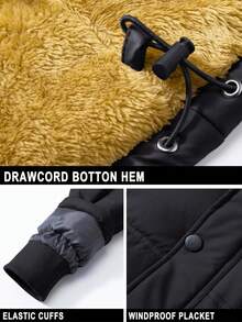 Men's Winter Jacket Water-Resistant Windproof Thicken Parka Snow Skiing Hooded Coat Hiking Camping - Black - View 3