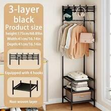 Cârlig triunghiular cu roți și suport, suport pentru haine, suport pentru haine, echipat cu cârlige retractabile pentru colț, cadru negru lung tridimensional, potrivit pentru intrări, camere de zi, băi și depozitare pentru călătorii - ușor de asamblat, economisește spațiu interior, stil modern și simplu, rezistent la praf și stabil, aspect modern și elegant, structură robustă și durabilă.