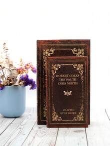 木制 PU 皮革复古书形收纳盒 - 经典英文书籍封面印花设计，金色浮雕书脊，隐藏式秘密隔层整理器，珠宝和纪念品纪念品盒，装饰性桌面和书架装饰品，纹理饰面，复古家居装饰礼物，适合书籍爱好者和收藏家，适合圣诞节、万圣节、生日、婚礼和节日派对礼物 - 彩色 - 查看 6